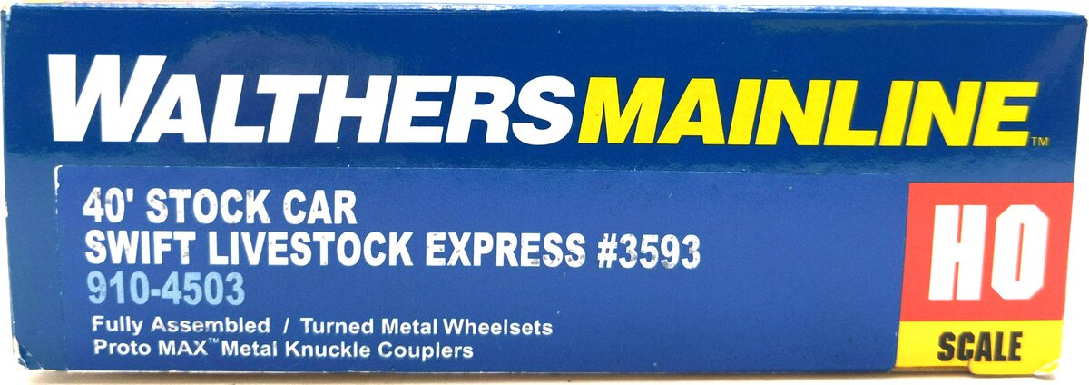 Walthers 910-4503 HO Scale Swift Livestock Express Stock Car #3593 LN/Box