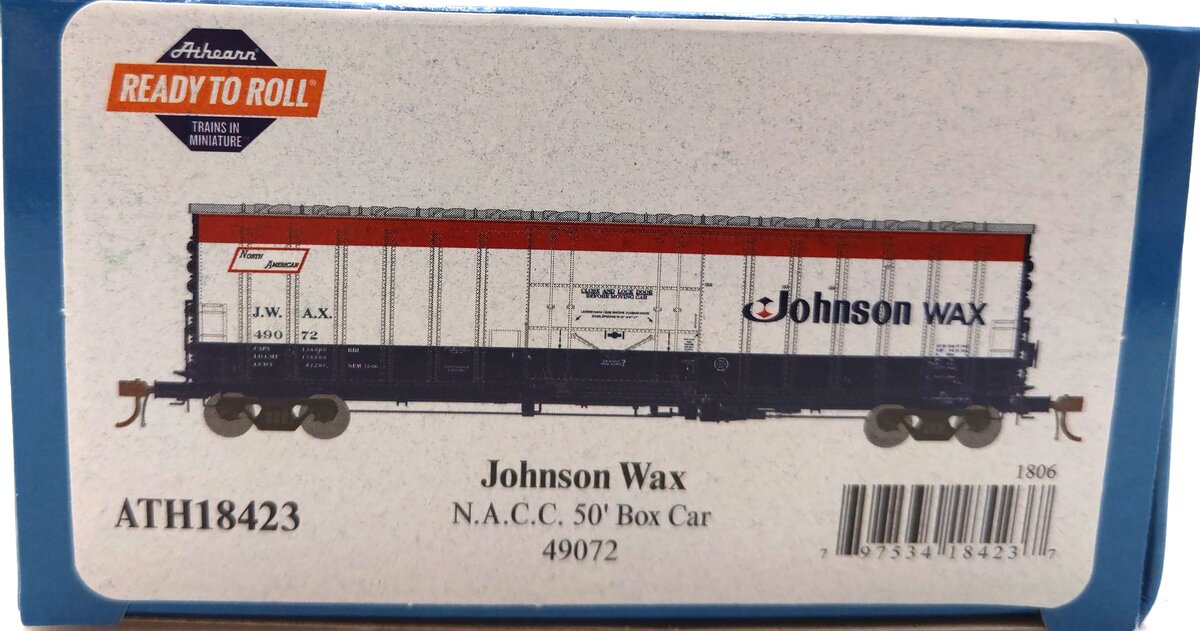 Athearn 18423 HO Johnson Wax RTR 50' NACC Boxcar #49072