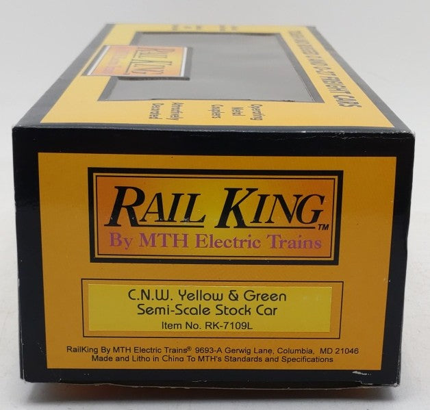 MTH 30-7109 O Gauge CNW Yellow & Green Semi-Scale Stock Car #15033 LN/Box