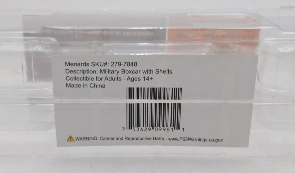 Menards 279-7848 Gold Line US Army Boxcar w/ Artillery Shells EX/Box