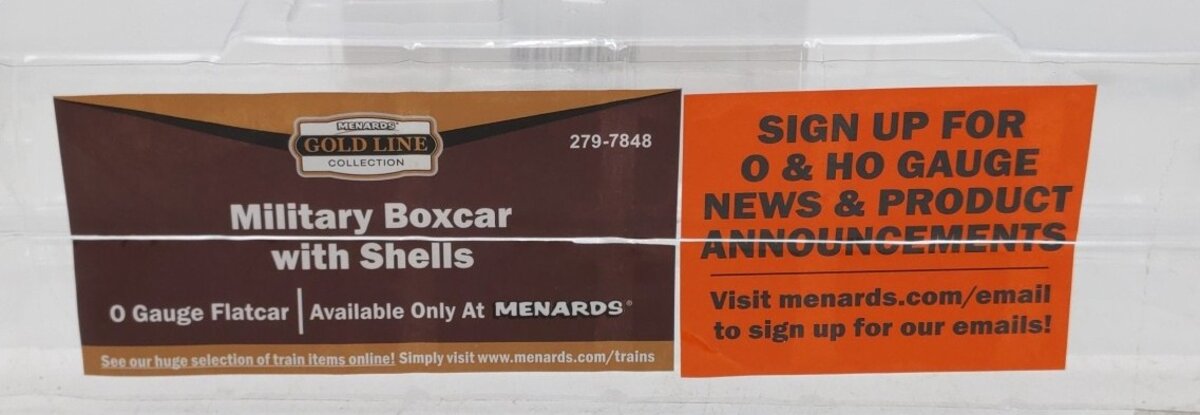 Menards 279-7848 Gold Line US Army Boxcar w/ Artillery Shells EX/Box