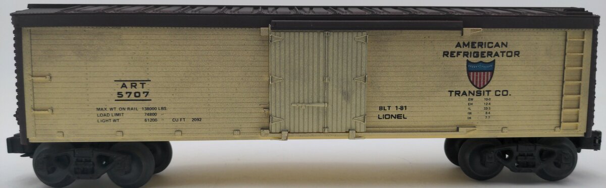 Lionel 6-5707 O Gauge American Refrigerator Transit Co. Woodside Reefer LN/Box