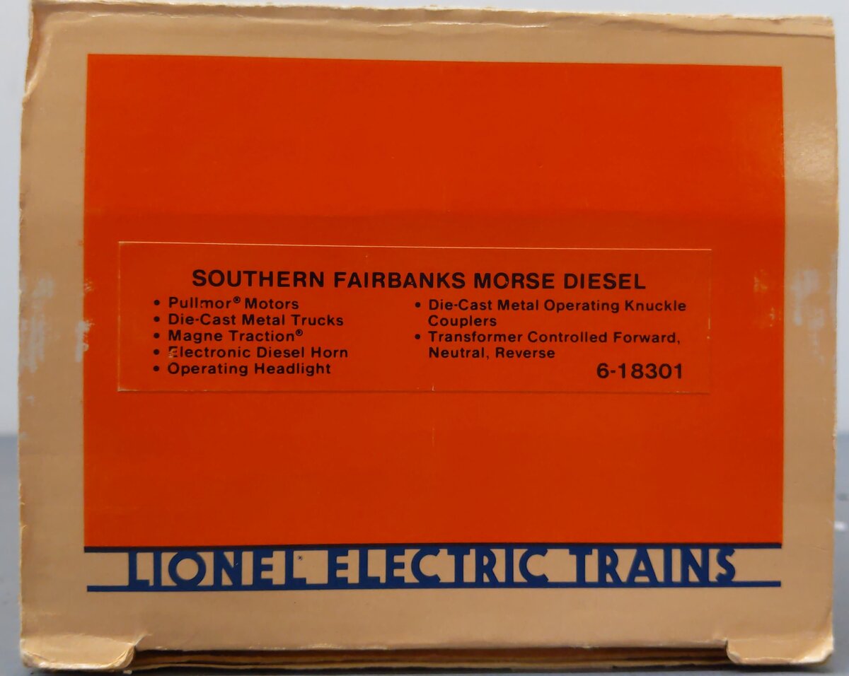 Lionel 6-18301 O Gauge Southern Fairbanks Morse Trainmaster Diesel Locomotive EX/Box