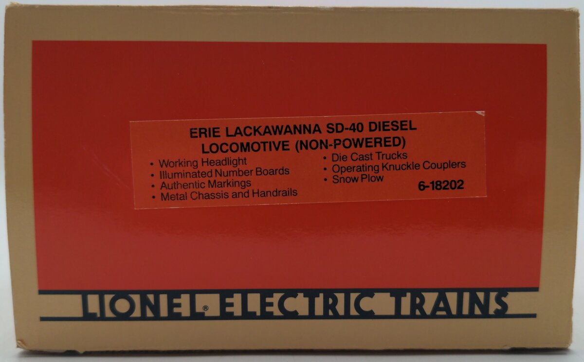 Lionel 6-18202 O Erie Lackawanna SD-40 Non-Powered Diesel Locomotive #8459 EX/Box