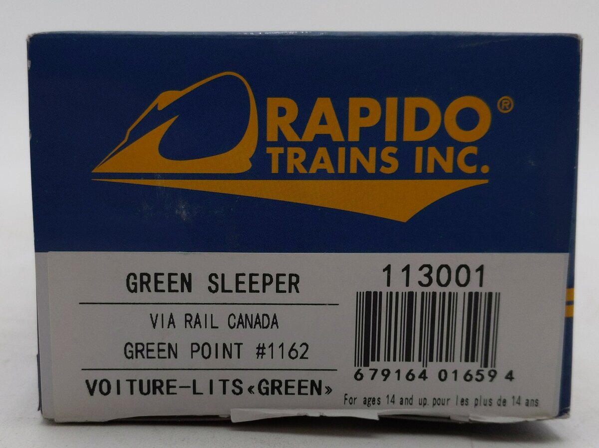 Rapido Trains 113001 HO Via Rail Canada Post War 6-4-6 Sleeper (Green Point) NIB