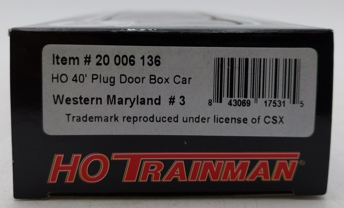 Atlas 20006136 HO Western Maryland 40' Plug Door Boxcar #3 NIB