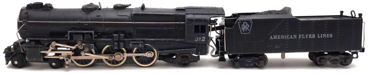 American Flyer 312 VIntage S PRR 4-6-2 Die-Cast Steam Locomotive & Tender VG
