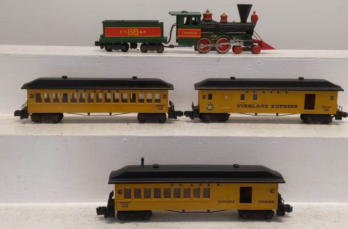 American Flyer 21088 Vintage S FY&P Steam Locomotive & Passenger Cars VG