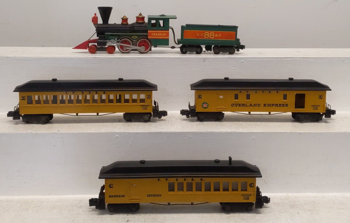 American Flyer 21088 Vintage S FY&P Steam Locomotive & Passenger Cars VG