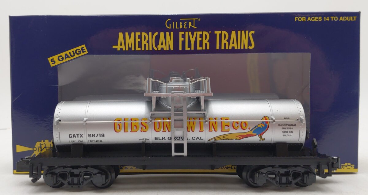American Flyer 1919132 S Gibson Wine Single Dome Tank Car #66719