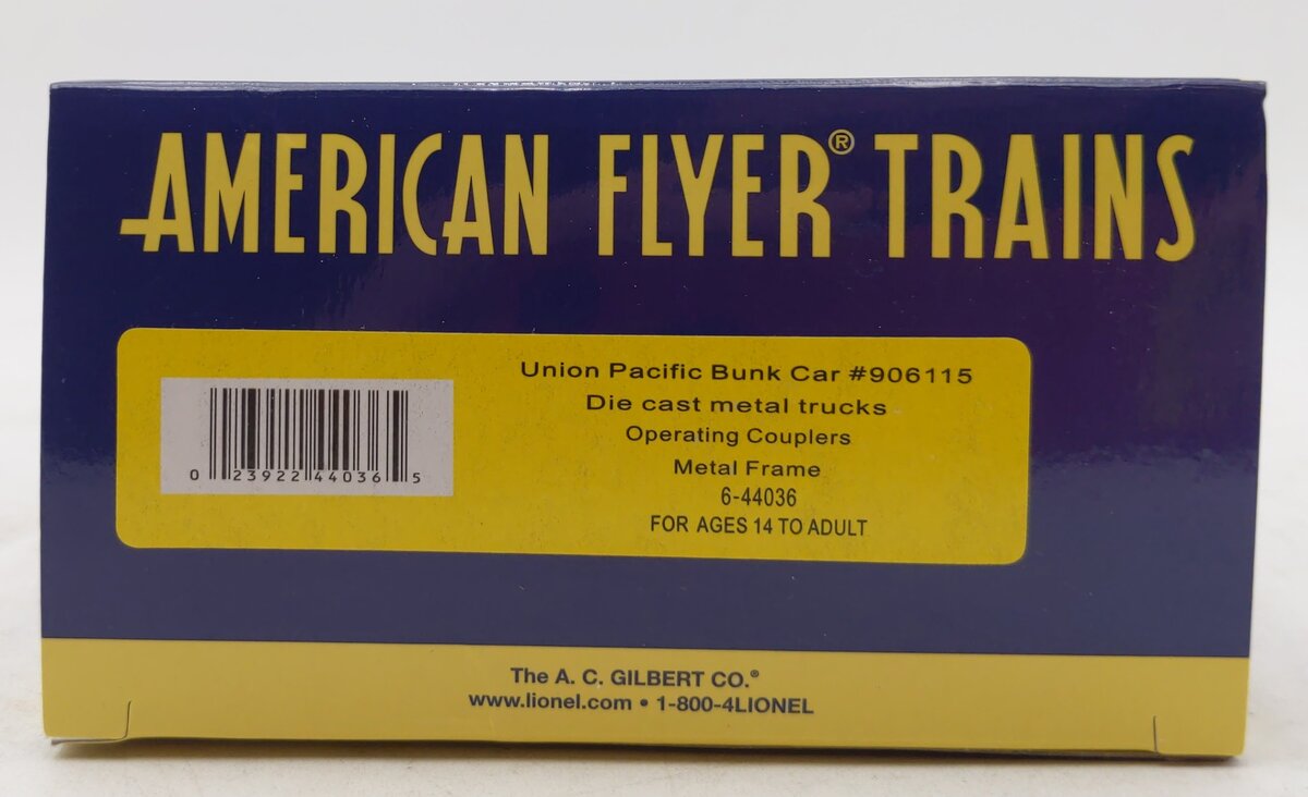 American Flyer 6-44036 S Gauge Union Pacific Bunk Car #906115