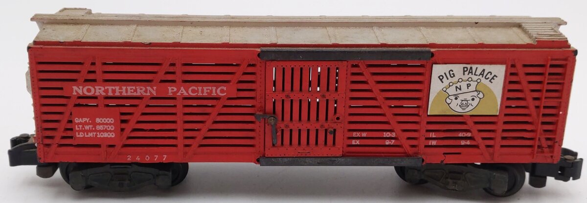 American Flyer 24077 Vintage S Northern Pacific Pig Palace Stock Car VG