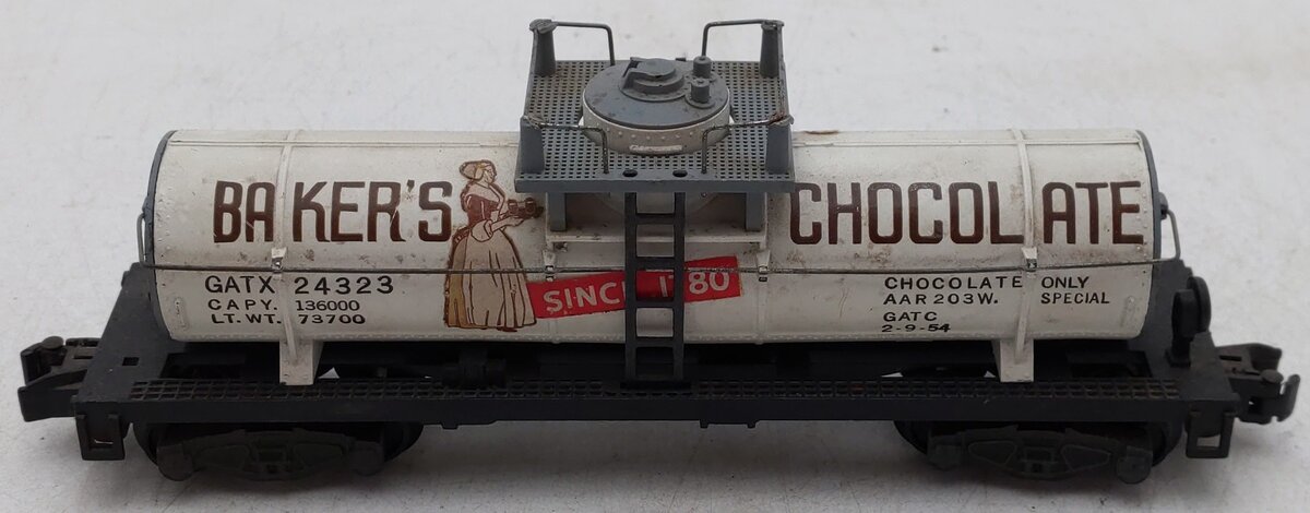 American Flyer 24323 Vintage S Baker's Chocolate Single Dome Tank Car #24323 VG