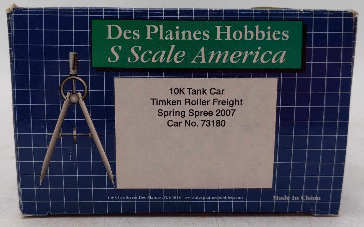 Des Plaines Hobbies 73180 S Gauge Roller Freight Timken Tank Car #73180 EX/Box