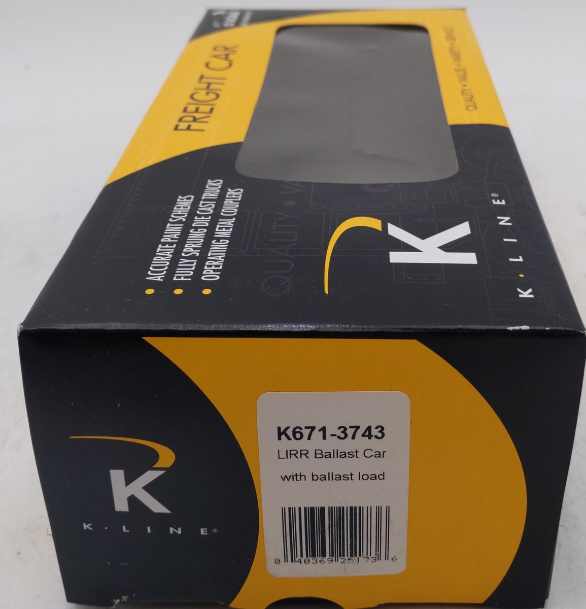K-Line K671-3743 O Gauge Long Island RR Ballast Car w/ Ballast Load #4109 LN/Box