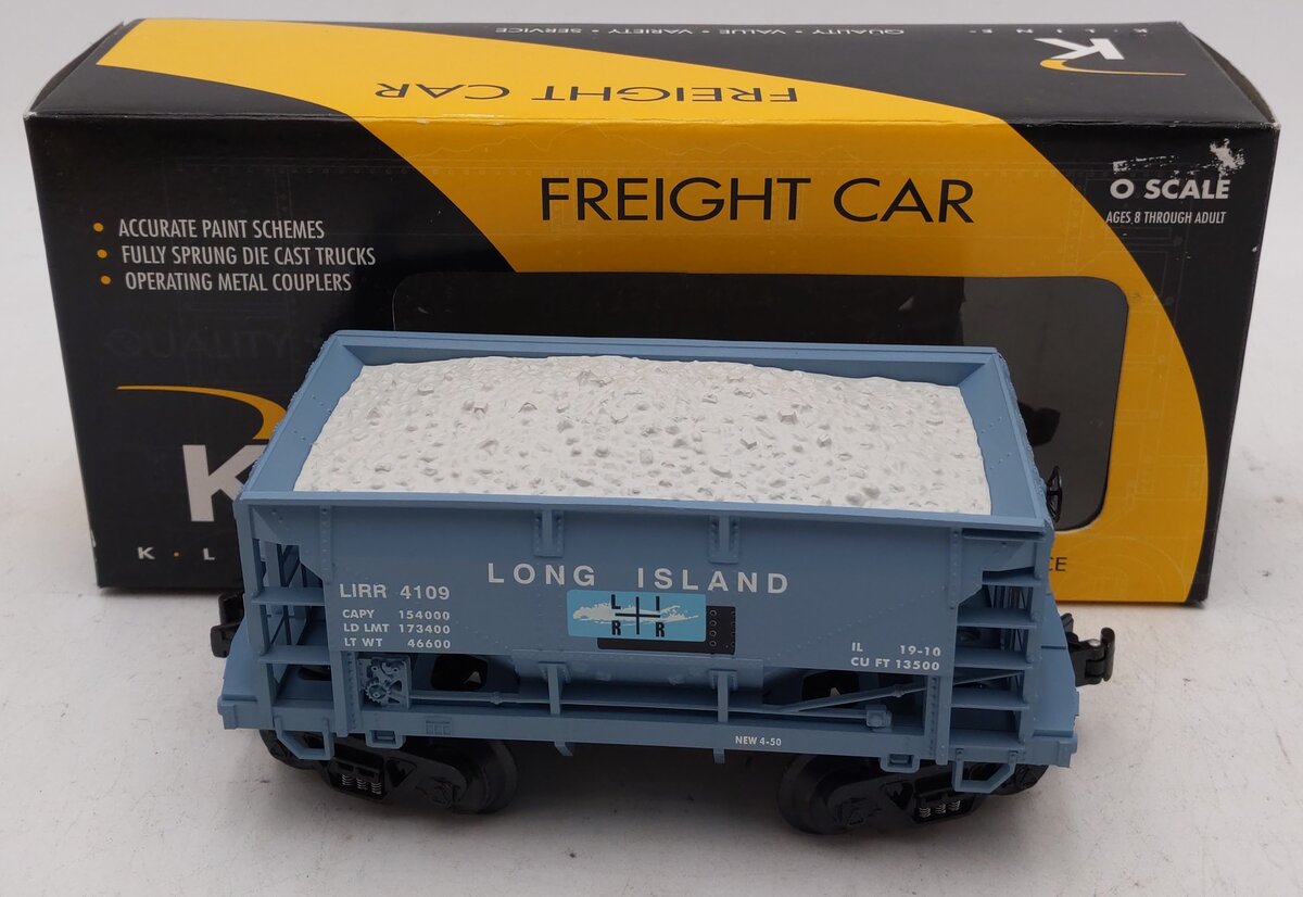 K-Line K671-3743 O Gauge Long Island RR Ballast Car w/ Ballast Load #4109 LN/Box