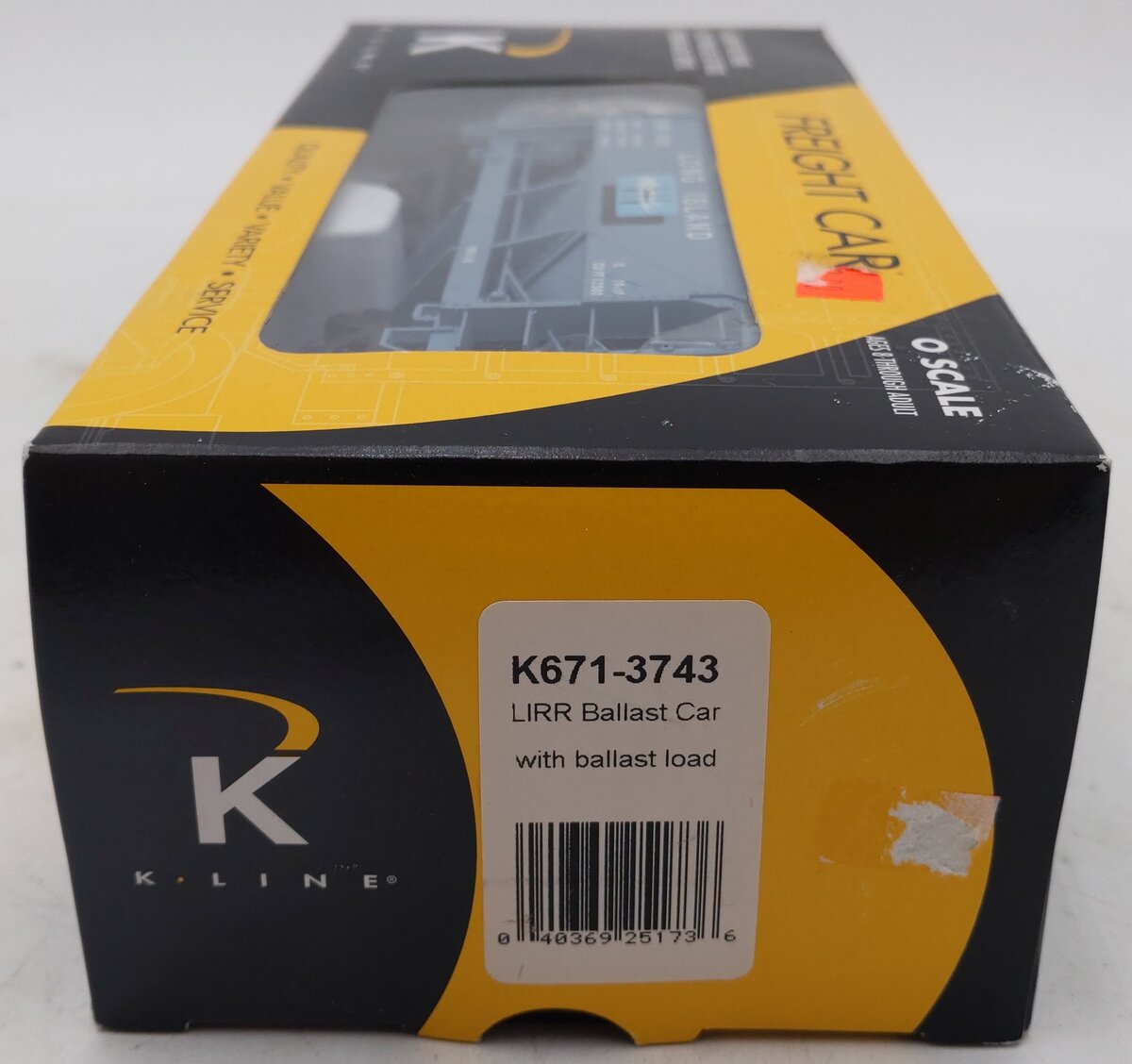K-Line K671-3743 O Gauge Long Island RR Ballast Car w/ Ballast Load #4108 LN/Box