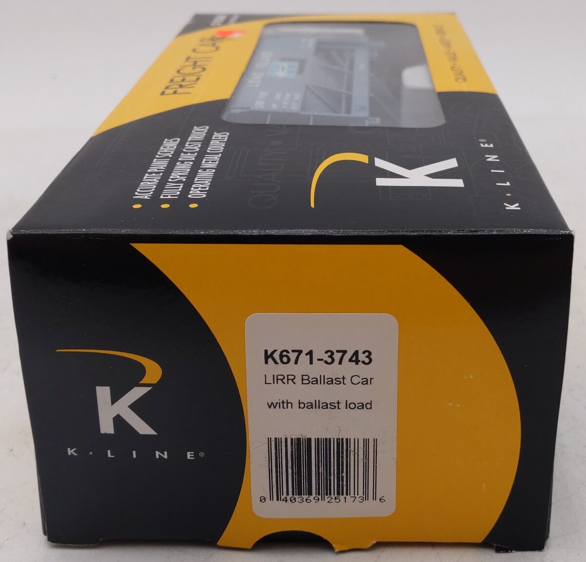 K-Line K671-3743 O Gauge Long Island RR Ballast Car w/ Ballast Load #4108 LN/Box