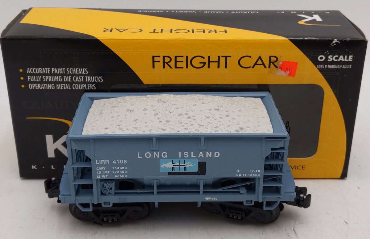 K-Line K671-3743 O Gauge Long Island RR Ballast Car w/ Ballast Load #4108 LN/Box