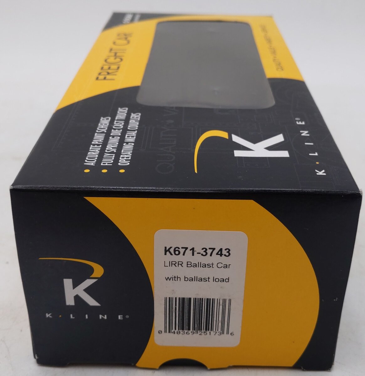 K-Line K671-3743 O Gauge Long Island RR Ballast Car w/ Ballast Load #4110 LN/Box