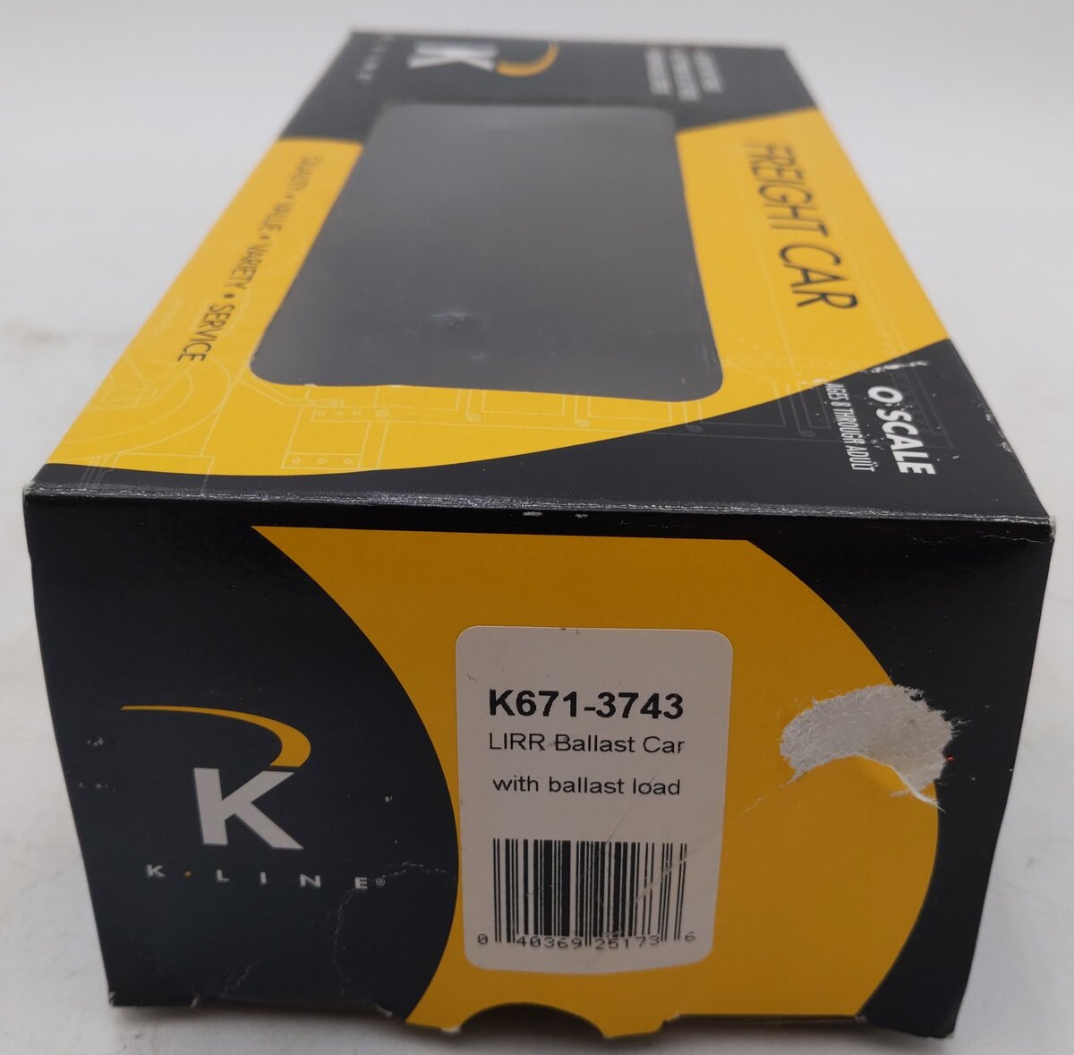 K-Line K671-3743 O Gauge Long Island RR Ballast Car w/ Ballast Load #4110 LN/Box