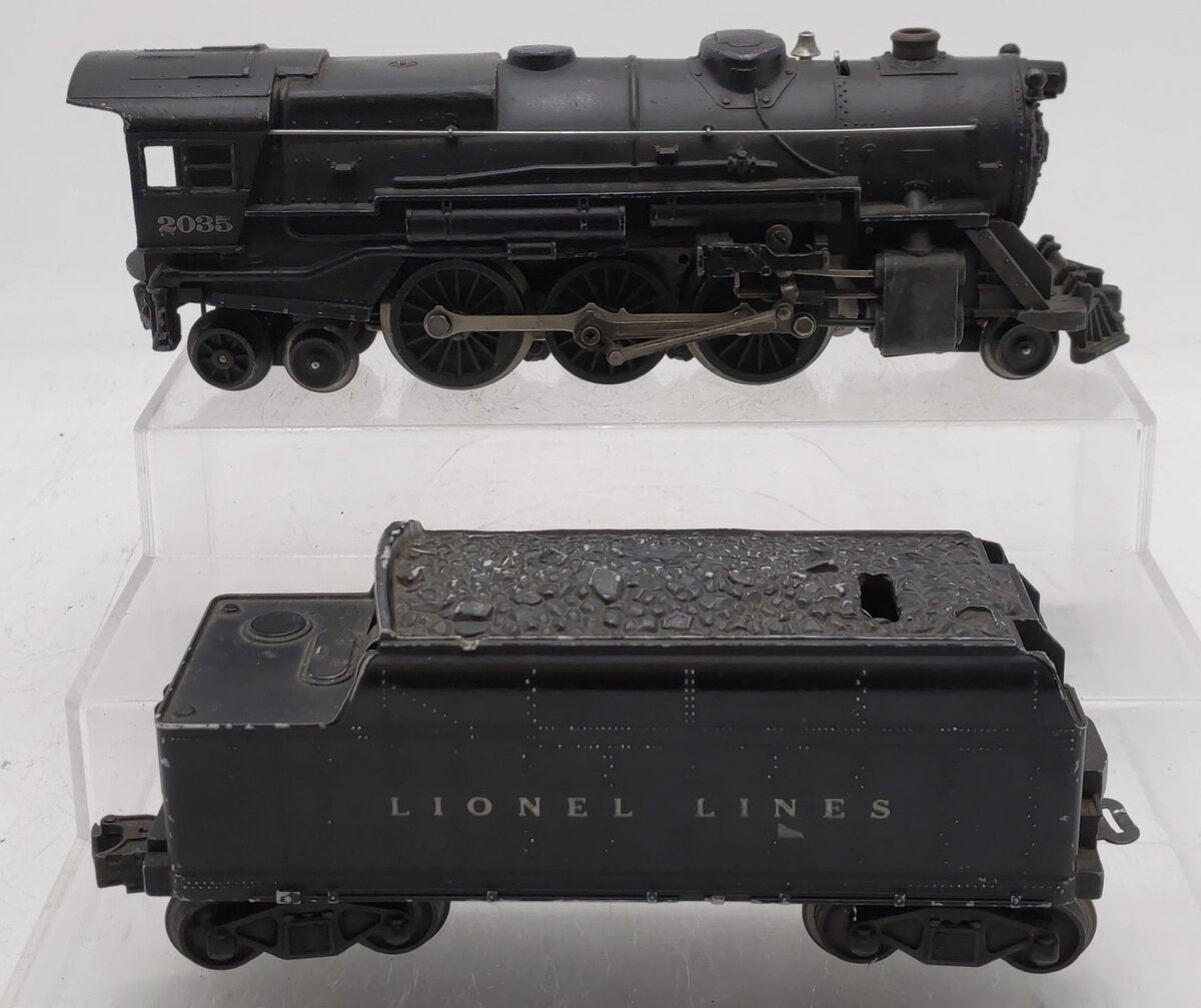Lionel 2035 Vintage O 2-6-4 Die-Cast Postwar Steam Locomotive with 6466W Tender VG