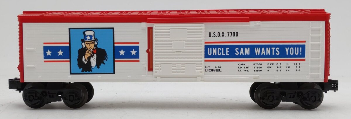 Lionel 6-7700 O Gauge Uncle Sam Boxcar EX