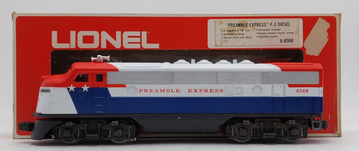 Lionel 6-8568 O Gauge Preamble Express F3 A Diesel Locomotive #8568 EX/Box