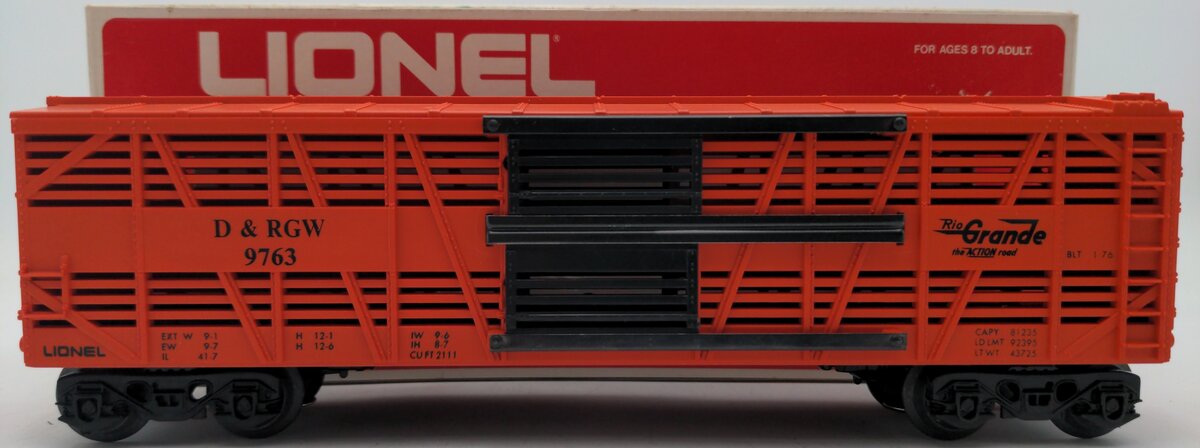 Lionel 6-9763 O Gauge Rio Grande Cattle Car #9763 LN/Box