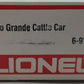 Lionel 6-9763 O Gauge Rio Grande Cattle Car #9763 LN/Box