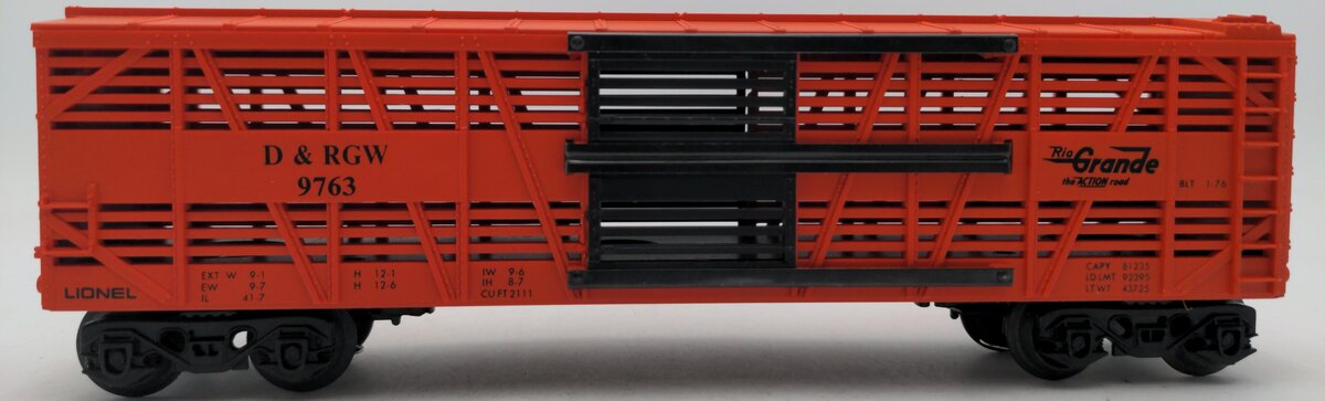 Lionel 6-9763 O Gauge Rio Grande Cattle Car #9763 LN/Box