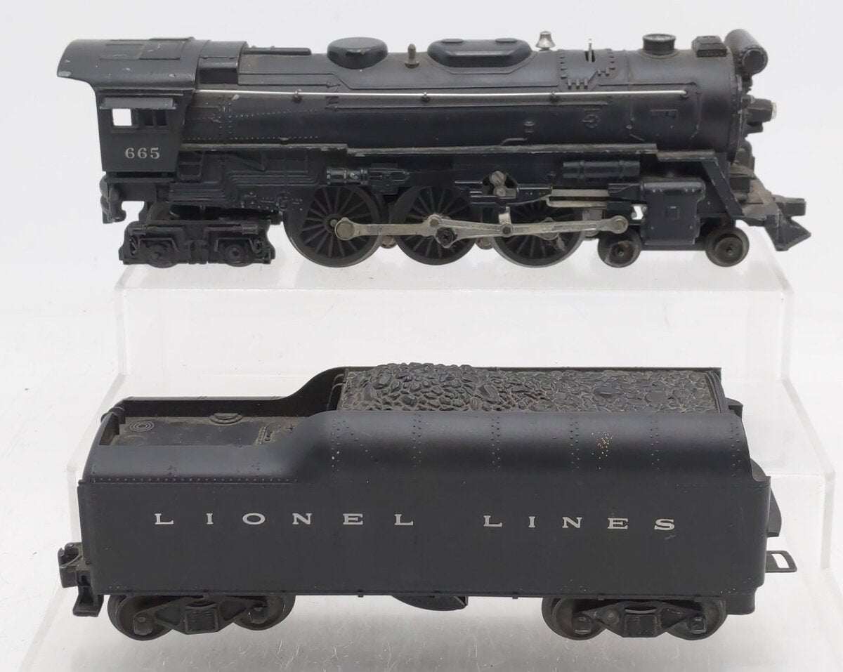 Lionel 665 Vintage O 4-6-4 Steam Locomotive w/2046W Tender VG