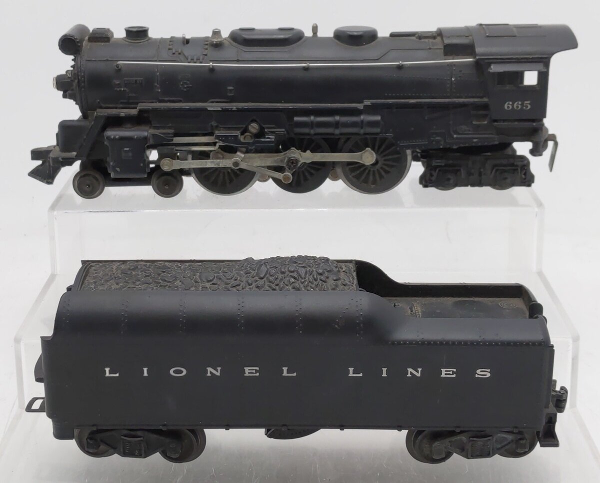 Lionel 665 Vintage O 4-6-4 Steam Locomotive w/2046W Tender VG