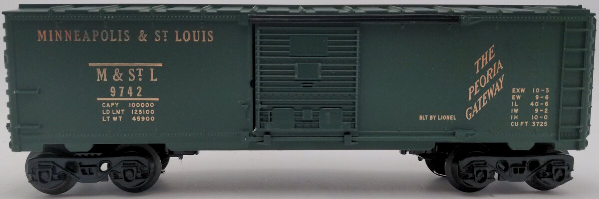 Lionel 6-9742 O Gauge Green Minneapolis & St. Louis Boxcar EX/Box