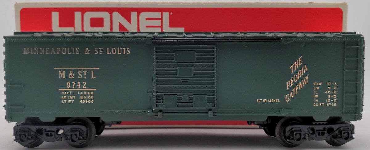 Lionel 6-9742 O Gauge Green Minneapolis & St. Louis Boxcar EX/Box