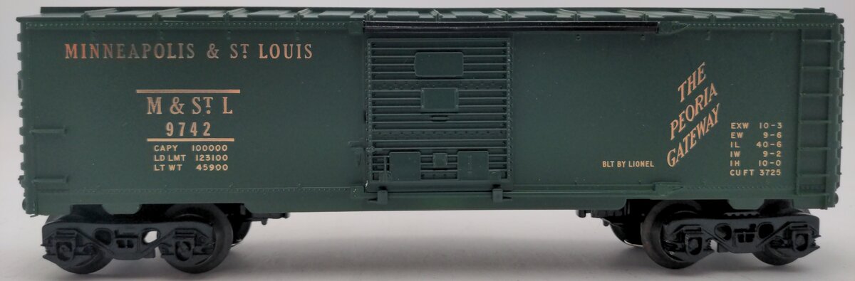 Lionel 6-9742 O Gauge Green Minneapolis & St. Louis Boxcar EX/Box