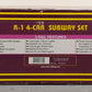 MTH 20-2554-1 O Premier R-1 Subway Passenger Set w/Proto-Sound 2.0 (Set of 4) LN/Box