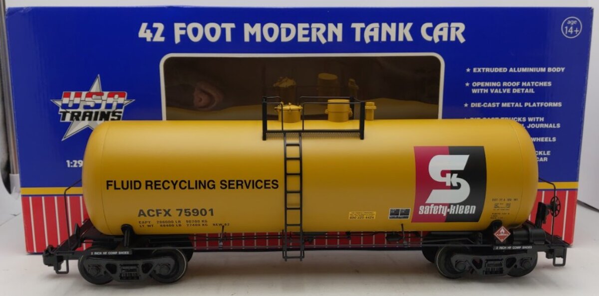 USA Trains R15260 G Safety Kleen ACFX 42' Modern Tank Car #75901(Metal Wheels) EX/Box