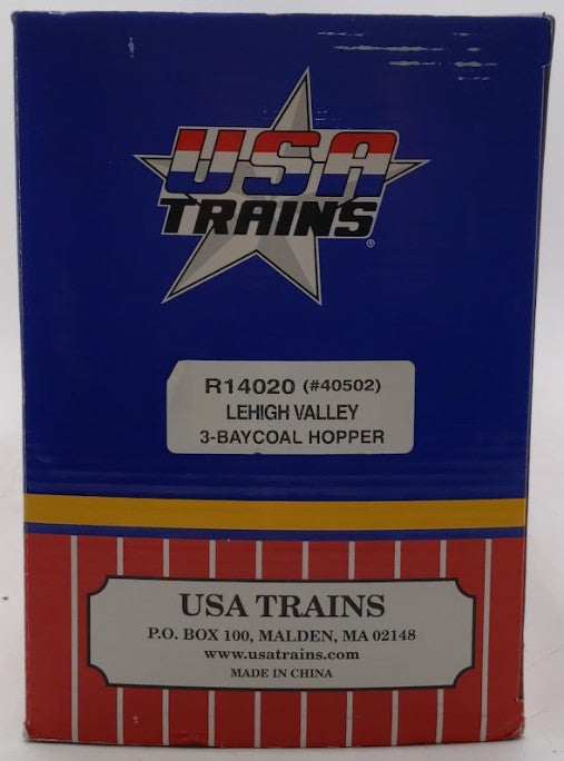 USA Trains R14020 Lehigh Valley 70-Ton 3-Bay Coal Hopper #40502 with Coal Load EX/Box