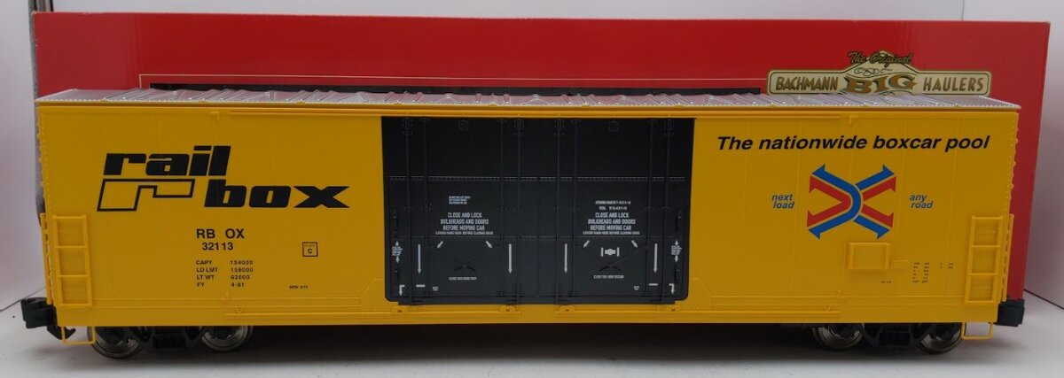 Bachmann 93554 Railbox 53' Evans Boxcar #32113 with Flashing EOT (Metal Wheels)