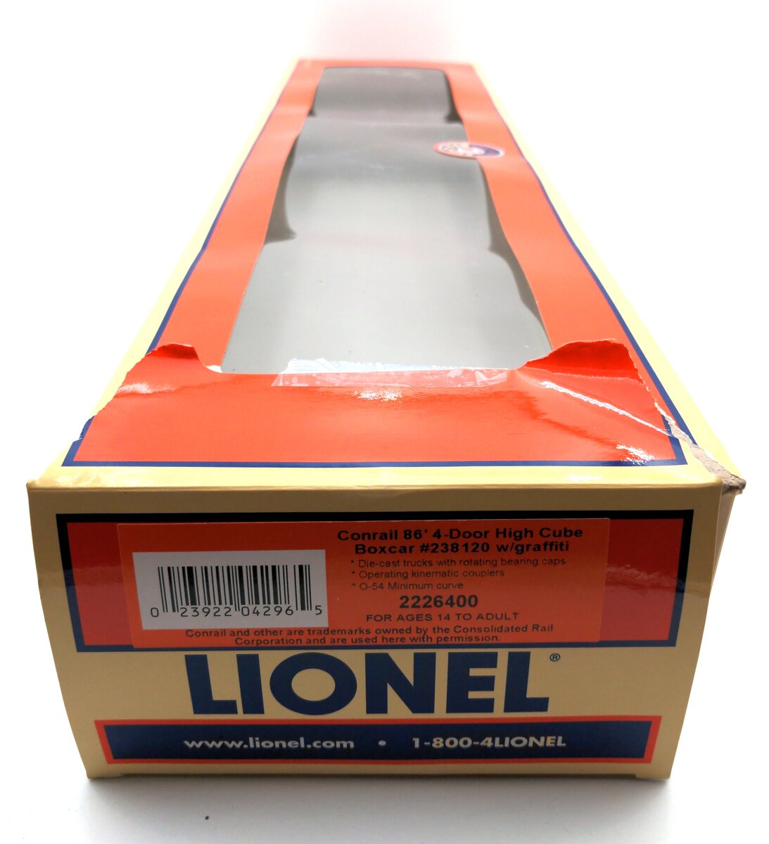 Lionel 2226400 O 86' 4-Door Hi-Cube Boxcar CR/graffiti #238120 EX/Box