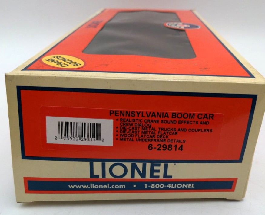 Lionel 6-29814 O Gauge Pennsylvania Railroad Boom Car #491063 with Crane Sounds EX/Box