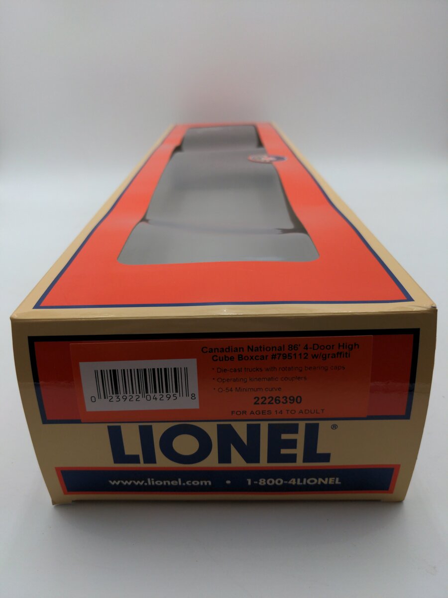 Lionel 2226390 SURCHARGE O 86' 4-Door Hi-Cube Boxcar CN/graffiti #795112 EX/Box