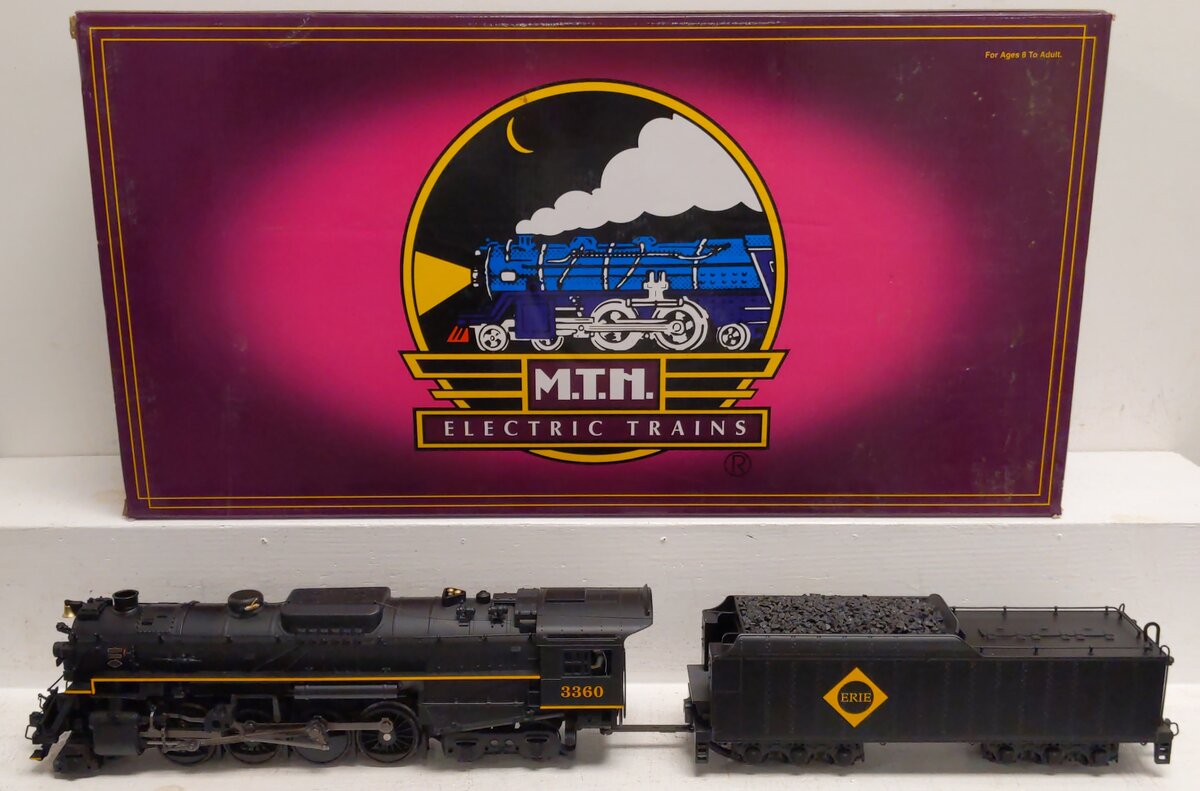 MTH 20-3065-1 O Gauge Erie Berkshire Steam Locomotive & Tender w/PS2 #3360 EX/Box