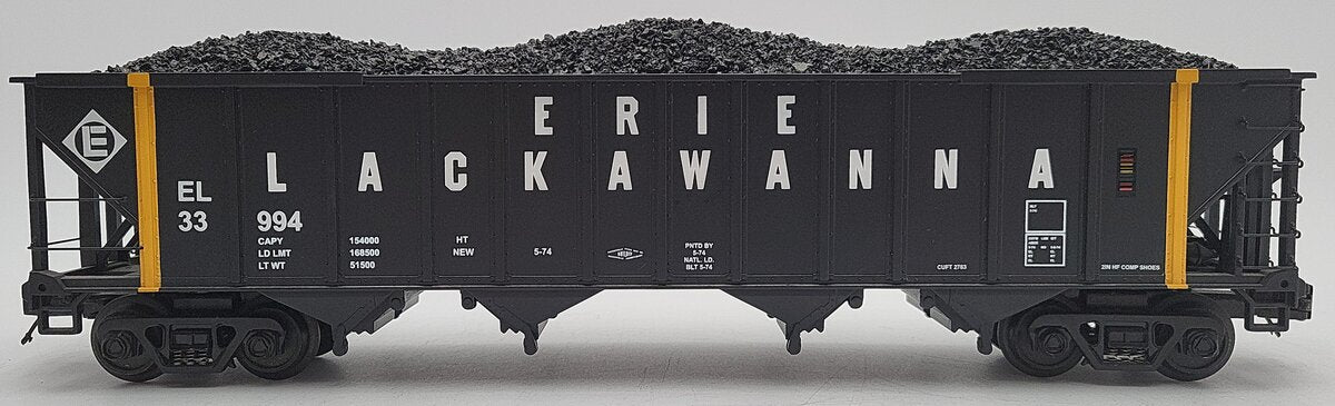 MTH 20-97582 O Gauge Erie Lackawanna 4-Bay Hopper Car #33994 with Coal Load LN/Box