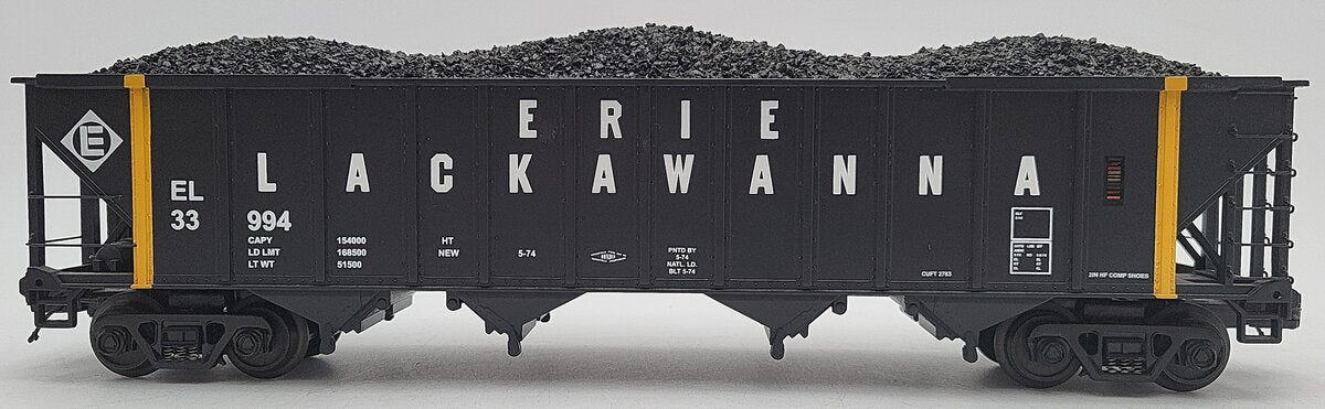 MTH 20-97582 O Gauge Erie Lackawanna 4-Bay Hopper Car #33994 with Coal Load LN/Box