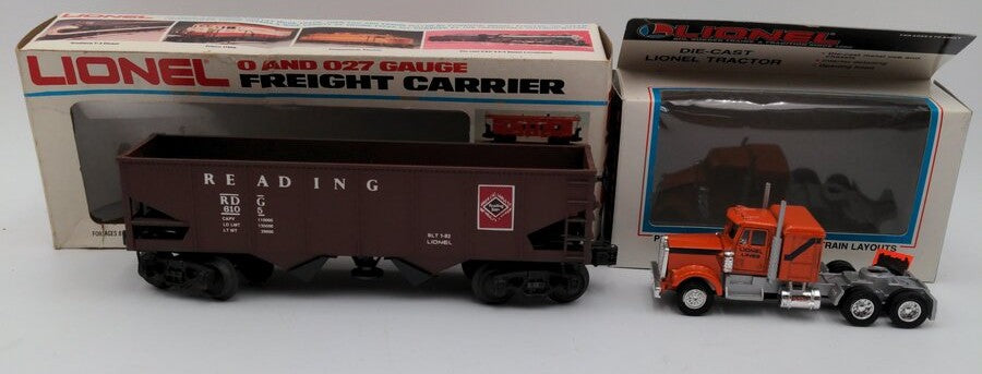Lionel 6-6105 And 6-12794 O RDG Operating Hopper #6105 And A Die-Cast Tractor EX/Box