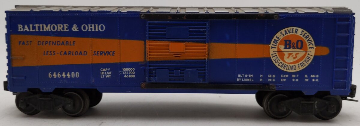 Lionel 6464-400 Vintage O Baltimore & Ohio Boxcar - 5-54 Built Date VG