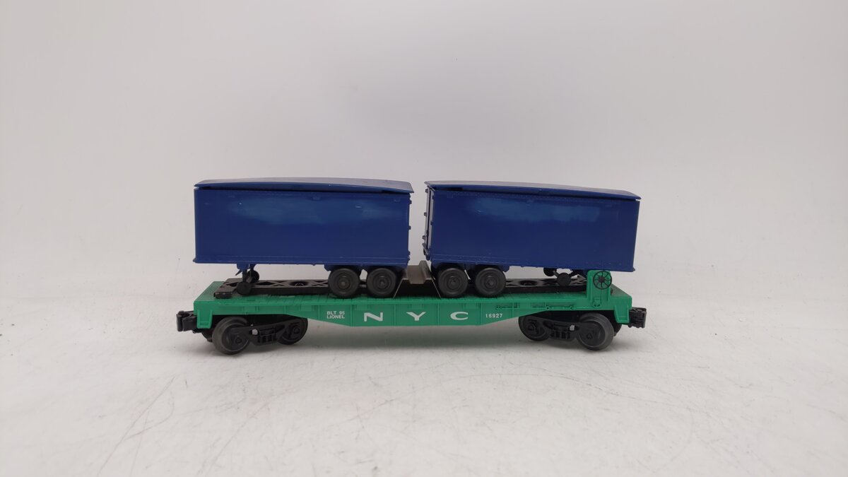 Lionel 6-16927 O Gauge New York Central Flatcar w/ Trailers VG