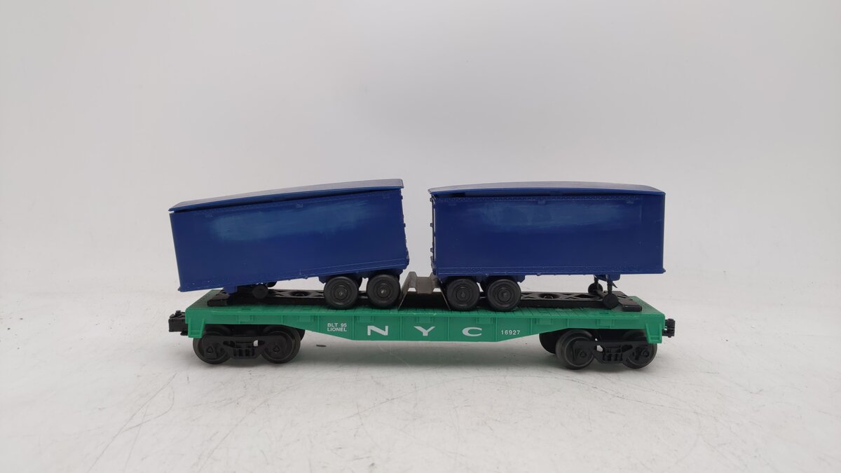 Lionel 6-16927 O Gauge New York Central Flatcar w/ Trailers VG